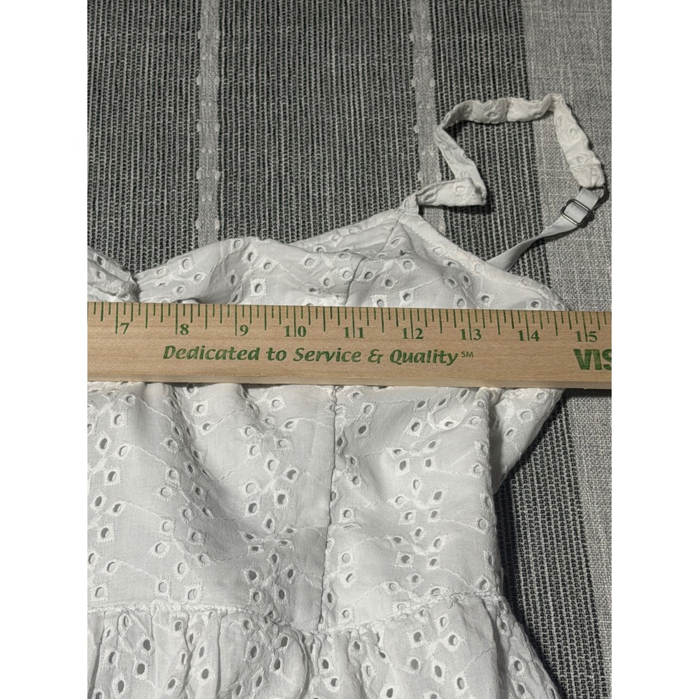 Hollister Womens White Eyelet Mini Dress XS Regular Sleeveless Tie Back Summer - Picture 3 of 7